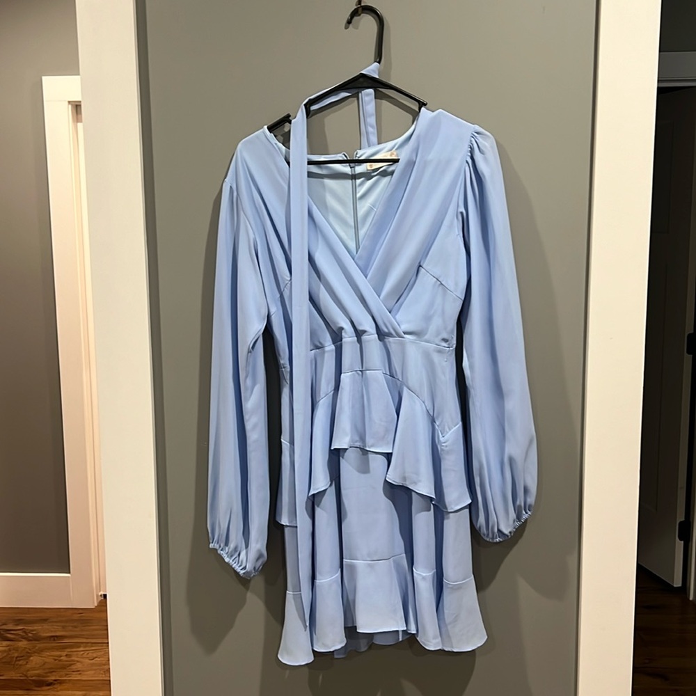 Altered State Periwinkle ruffle long sleeve dress